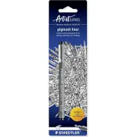 Staedtler Pigmentliner, Strichstärke: 0,2 mm, Blisterkarte lange Metallspitze ideal für Lineale und Schablone