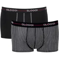 Sloggi Start Hipster Herrenslips 2er-Pack - schwarz & schwarz/weiß gestreift - Größe 2XL