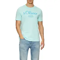 s.Oliver T-Shirt "T-Shirt Logo T-Shirt 1er Pack", Herren, Gr. XXL, blau (türkis), Obermaterial: 100% Baumwolle CO., Shirts T-Shirt