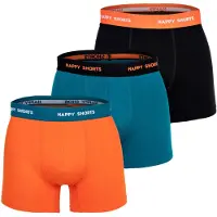 Happy Shorts Herren Boxer Shorts, 3er Pack - Retro Jersey, Logobund