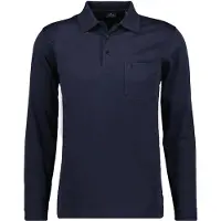 Ragman Herren Langarm-Poloshirt - Soft Knit Polo Knopf Langarm, Baumwollmischung, Knopfleiste, Easy Care Dunkelblau 6XL