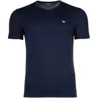 Emporio Armani für Herren. EM000392_AF14132 Set 2 T-Shirts für Zuhause aus elastischem Strick mit marineblauem V-Ausschnitt (M), Heimtextili