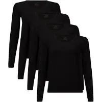 Bamboo Basics Damen T-Shirt, 4er Pack - LARA Longsleeve, Unterhemd, Rundhals, uni