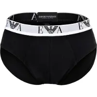 Emporio Armani für Herren. EM000258_AF14131 3er-Set schwarzer Baumwollslip aus Stretch (XL), Heimtextilien, Baumwolle