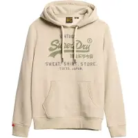 Superdry für Herren. M2014122A Vintage Heritage beige Kapuzensweatshirt mit Logo (XXL), Lässig, Baumwolle
