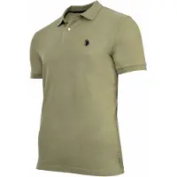 U.S. POLO ASSN. Herren Poloshirt - Carded Piquet, Logo-Stickerei, Baumwolle Dunkelgrün M
