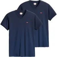 Levi's T-Shirt "T-Shirt ORIGINAL HM VNECK 2P 2er Pack", Herren, Gr. M, blau (dunkelblau), Obermaterial: 100% Baumwolle CO., Shirts T-Shirt