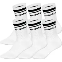 Huddle Kurzsocken "Socken 6pk Crew Socks Double Stripe 6er Pack", Herren, Gr. 35-38, weiß, Obermaterial: 82% Polyester PES. 15% Baumwolle CO. 3% Elasthan EL., Socken Kurzsocken