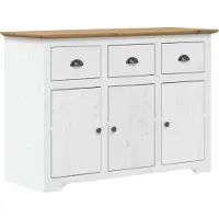 vidaXL Highboard BODO Weiß Braun 115,5x43x200,5 cm Massivholz Kiefer