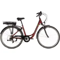 SAXONETTE Advanced Sport City E-Bike, 28 Zoll, 250 W SFM Hinterradnabenmotor, 374 Wh Integrierter Akku, 3-Gang Shimano Alivio, SR Suntour Federgabel, Mechanische Speichenbremsen, Bordeaux