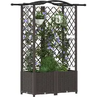 vidaXL Hochbeet mit Rankgitter und Dach Braun 122 x 40 x 138 cm PP
