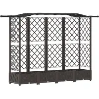 vidaXL Hochbeet mit Rankgitter und Dach Braun 203,5 x 40 x 123 cm PP