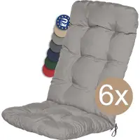 Beautissu 6er Set Hochlehner Auflagen Flair HL, 120x50x8cm, Hellgrau