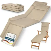 Beautissu 2er Set Luxus Deckchair Auflage LoftLux DC, 175x45x5cm, Natur