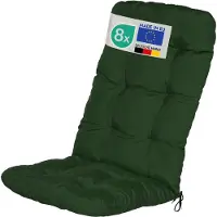 Beautissu 8er Set Hochlehner Auflagen Flair HL, 120x50x8cm, Dunkelgrün
