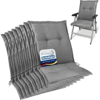 Beautissu 8x Set Premium Gartenstuhlauflage Niedriglehner 105x50x7cm, Hellgrau