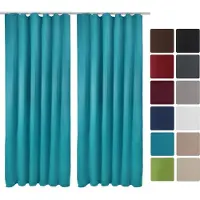 Beautissu VORHANG Amelie BK mit Kräuselband 140x245cm Türkis (2tlg)
