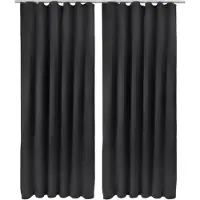 Beautissu VORHANG Amelie BK mit Kräuselband 140x245cm Schwarz (2tlg)