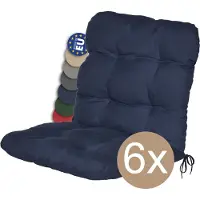 Beautissu 6er Set Niedriglehner Auflagen Set Flair NL, 100x50x8cm, Dunkelblau