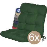 Beautissu 6er Set Niedriglehner Auflagen Set Flair NL, 100x50x8cm, Dunkelgrün