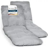 Beautissu 2X Auflage Sonnenliege Deckchair Flair RL, 190x60x8 cm, Hellgrau