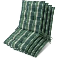 Beautissu 4er Set Niedriglehner Auflage Sun-NL 100x50x8cm Grün-Kariert