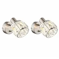 Globo Lighting 2x Wandstrahler, Spot beweglich, Glaskristalle, H 12,5 cm