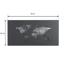 LUCANDE World LED-Wandleuchte anthrazit/silber 60cm x 30cm - , World, Schwarz, für Wohnzimmer, Metall, Modern