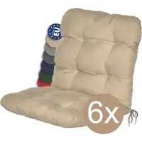 Beautissu 6er Set Niedriglehner Auflagen Set Flair NL, 100x50x8cm, Natur