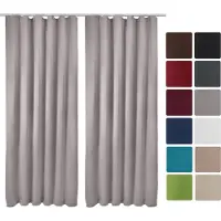 Beautissu Amelie BK Vorhang mit Kräuselband 140x245cm Grau 2tlg