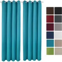 Beautissu Amelie BO Vorhang mit Öse 140x245cm Türkis 2tlg