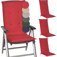 Beautissu 4er Set Gartenstuhlauflage Loft HL Rot, 120x50x6cm