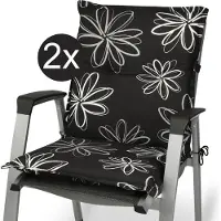 Beautissu Flores Niedriglehner 2er 100x50 cm schwarz mit Blumen