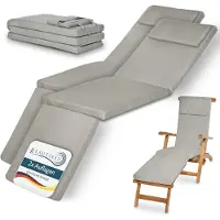 Beautissu 2er Set Luxus Deckchair Auflage LoftLux DC, 175x45x5cm, Hellgrau