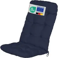 Beautissu 8er Set Hochlehner Auflagen Flair HL, 120x50x8cm, Dunkelblau