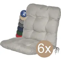 Beautissu 6er Set Niedriglehner Auflagen Set Flair NL, 100x50x8cm, Grau