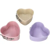 MamboCat 3er Set Mini Springform Herz Backform 12,5cm Rosa Lila Beige Airfryer Backofen