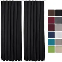 Beautissu Amelie TK Vorhang mit Kräuselband 140x245cm Schwarz 2tlg