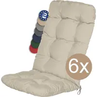 Beautissu 6er Set Hochlehner Auflagen Flair HL, 120x50x8cm, Natur