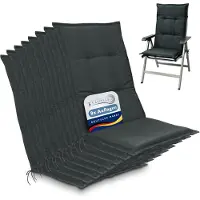 Beautissu 8er Set Hochlehner Set Base HL Sitzkissen, 120x50x6cm Graphitgrau