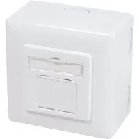 Dsit Dose Aufputz Cat. 6a/ Class E zweifach, geschirmt, 2 x 45RJ, Weiß