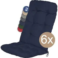 Beautissu 6er Set Hochlehner Auflagen Flair HL, 120x50x8cm, Dunkelblau