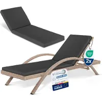 Beautissu 2er Set Deckchair Auflagen Wasserdicht QD-RL, 190x60cm, Anthrazit