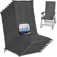 Beautissu 8er Set Gartenstuhlauflage Loft HL Graphitgrau, 120x50x6cm