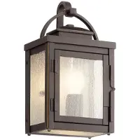 Kichler Wandleuchte Carlson E27 25W IP44 Aluminium Bronze gerieben, Glas klar B:15.7cm Ø15.7cm dimmbar
