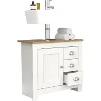 VCM Holz Waschbeckenunterschrank | Badschrank | Maße: H. 58 x B. 65 x T. 30 cm | 1 Drehtür | 3 kleine Schubladen - Balusa L