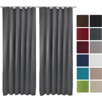 Beautissu VORHANG Amelie BK mit Kräuselband 140x245cm Anthrazit (2tlg)