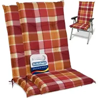 Beautissu 2er Set Hochlehner Auflagen Set 120x50 cm Polster Rot Kariert