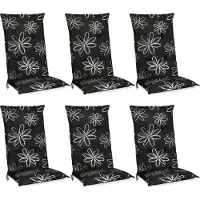 Beautissu 6er Set Hochlehner für Gartenstuhl Flores, 120x50x6cm, Schwarz