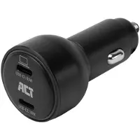 ACT 2-port USB-C Fast Car Charger 95W with Power Delivery PPS, Quick Charge and GaNFast